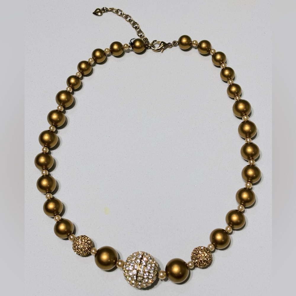 Carolee Luxurious Gold Beaded Necklace with Intricate Centerpiece